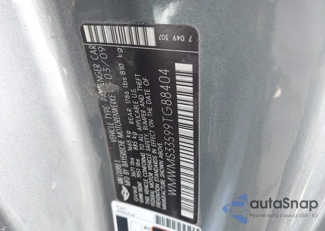 2009 Mini Cooper S из США, поврежденный, VIN WMWMS33599TG88404